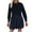 Navy, variant on Kaemgyyd Womens Fall Long Sleeve Stripe Pleated Pullover Mini Dress Crew Neck Knit Patchwork Casual Sweatshirt Dress
