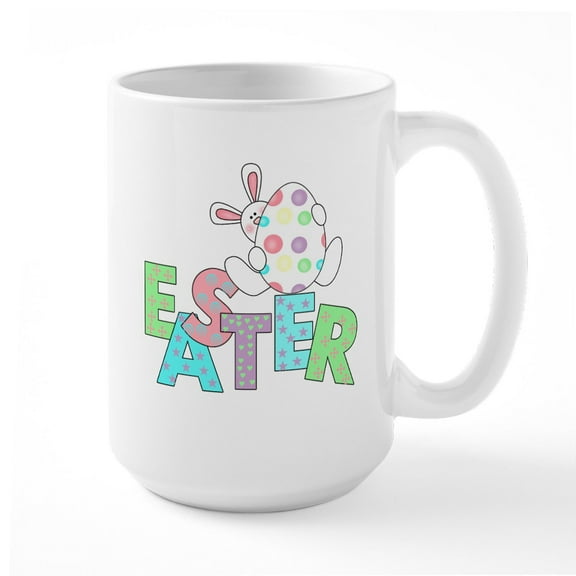 CafePress - Bunny With Easter Egg Large Mug - 15 oz Ceramic Large White Novelty Mug