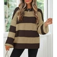 thumbnail image 2 of Women's  Fall Long Sleeve Oversized Striped Color Block Comfy Loose Crew Neck Knitted Pullover Sweater, 2 of 17