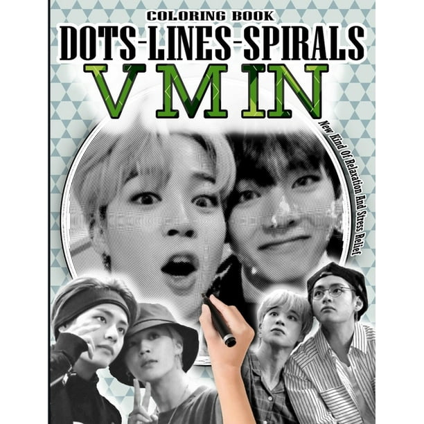 Download Vmin Dots Lines Spirals Coloring Book Park Jimin Kim Taehyung Coloring Book Bts Army Relaxation