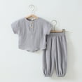 thumbnail image 2 of Odeerbi Infant Boys Girls 2 Piece Pajamas Set Cartoon Sleepwear Baby Summer Thin Short Sleeve Cotton Gauze Two-piece Pajama Set Gray, 2 of 4