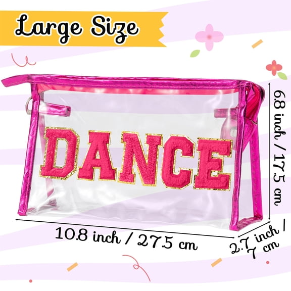 2ooya DANCE Makeup Bag for Valentine's Day Gift, Large Transparent PVC Storage Bag for Travel, Rose Red,1pc