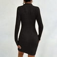 thumbnail image 3 of Gfyviroh Women's Dresses Quarter Zipper Turn-down Collar Knit Dresses Long Sleeve Solid Color Ribbed Mini Dresses, 3 of 6