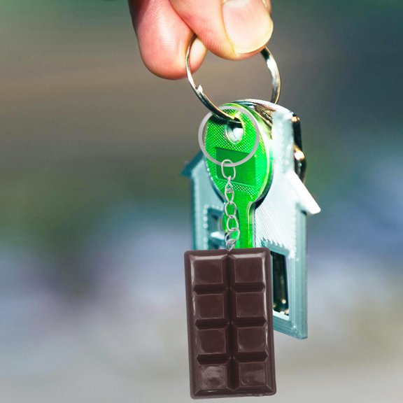 MLINS Funny Chocolate Keychain PVC Accessory for Women and Couples Cute Bag Charm for Decor Coffee Color 4pcs