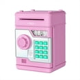 thumbnail image 1 of Alcancía Electrónica Cajero Automático Contraseña Caja Fuerte Huella Digital Inteligente Banca Automática Regalo para Niños Rosa, 1 of 8