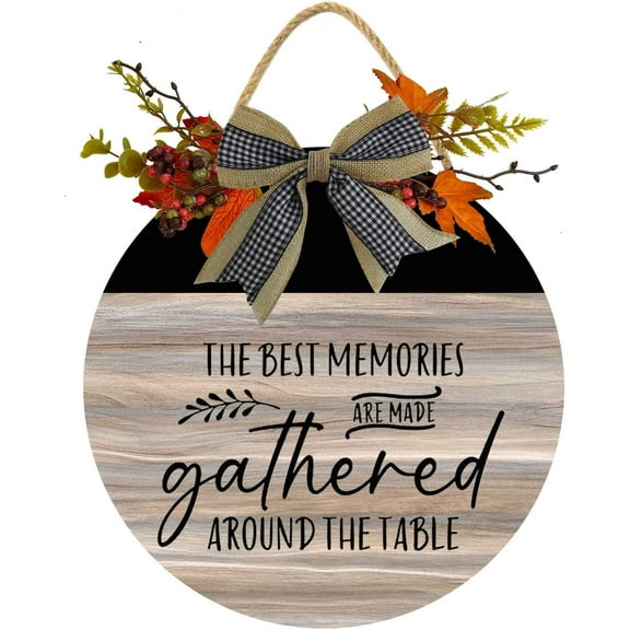 Eveokoki 12" The Best Memories Are Made Gathered Around The Table Sign,Rustic Wooden Door Sign,Farmhouse Wall Decor ,Rustic Wood Home Sign,Rustic Door Decor,Wall Art,Wall Sign