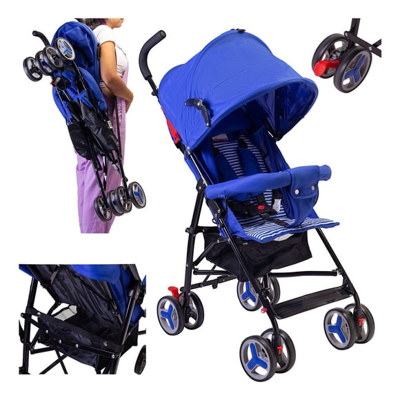 Carriola de Bastón Reclinable Starkids Andrómeda Azul Rayada