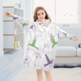 thumbnail image 5 of FORMRS Wearable Blanket Hoodie with Sleeves for Kids Cozy Flannel Sweatshirt, Purple Birds, 5 of 7