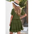 thumbnail image 1 of ABPHQTO Mini vestido verde con cuello en V y volantes para mujer, 1 of 5