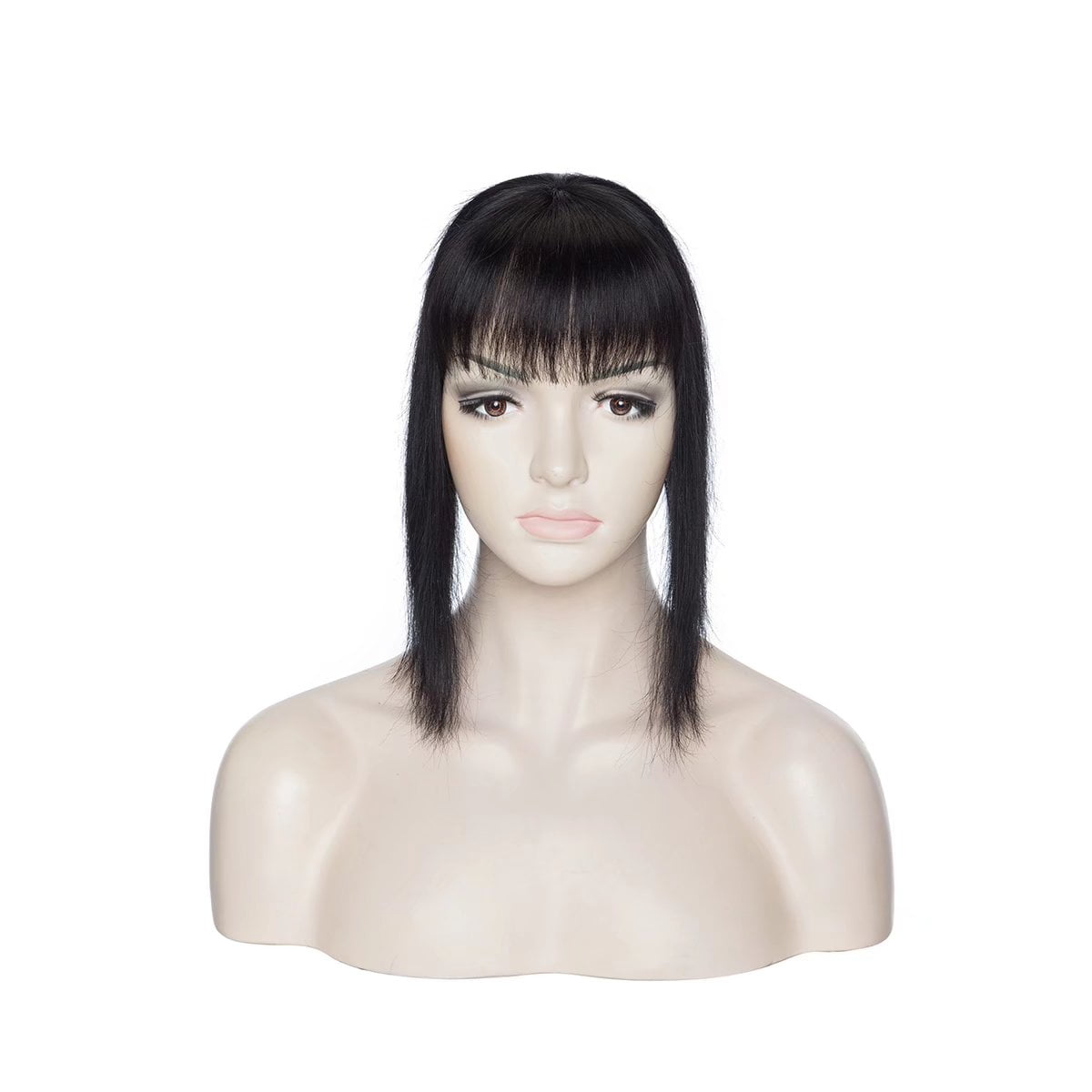 MY-LADY Silk Mono Base Clip in Topper 100% Remy Human Hair Extensions Women Toupee Hairpiece with Bangs for Thinning Hair