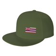 thumbnail image 1 of DouZhe Flat Brim Cap Snapback Hat, Hawaii État Rayures Drapeau Imprime Réglable Vert Adulte Baseball Cap, 1 of 6