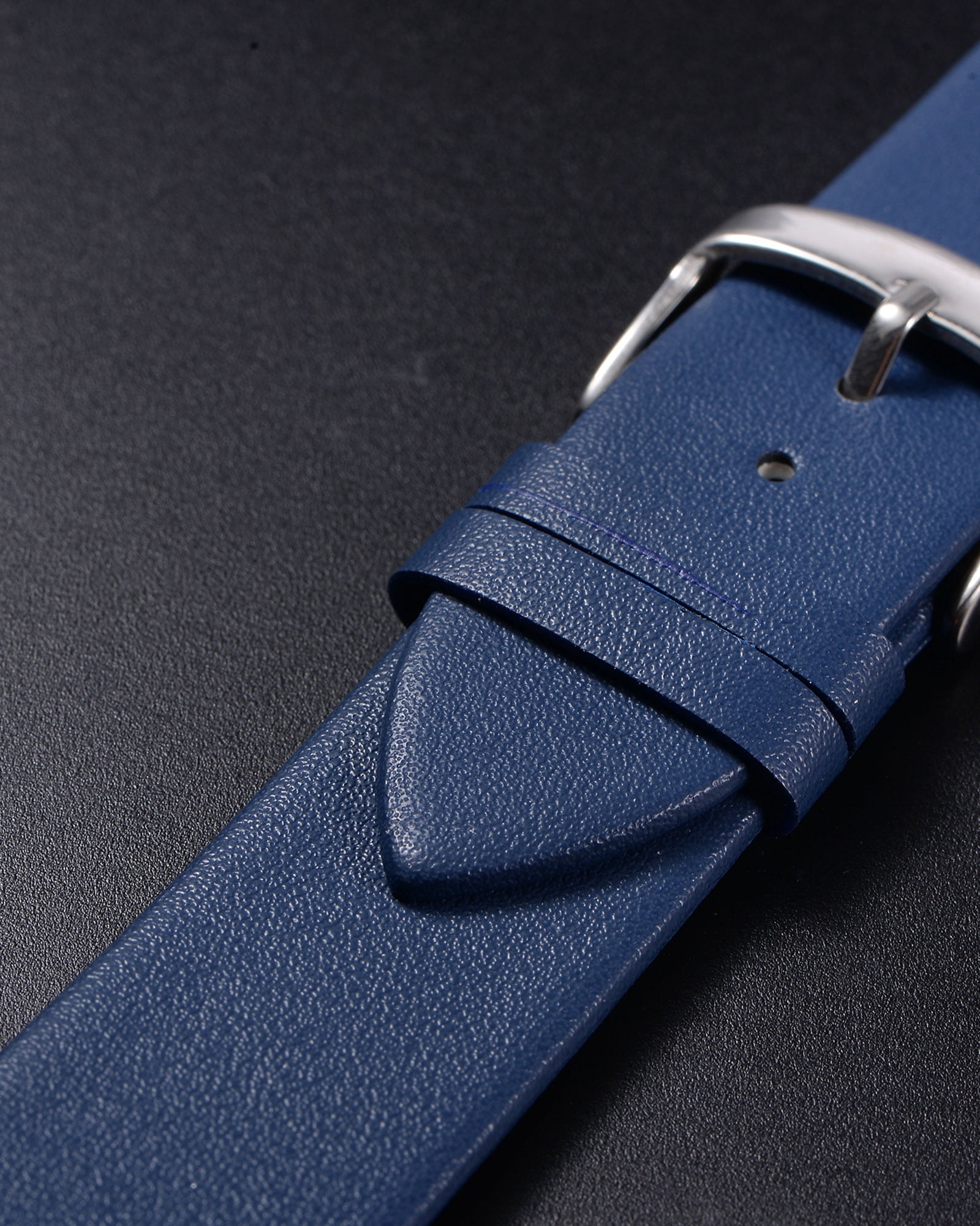 Unique Bargains Multi-sizes Genuine Leather Band Flat Thin Elegant Leather Watch Strap  12mm Blue Band with Silver Buckle