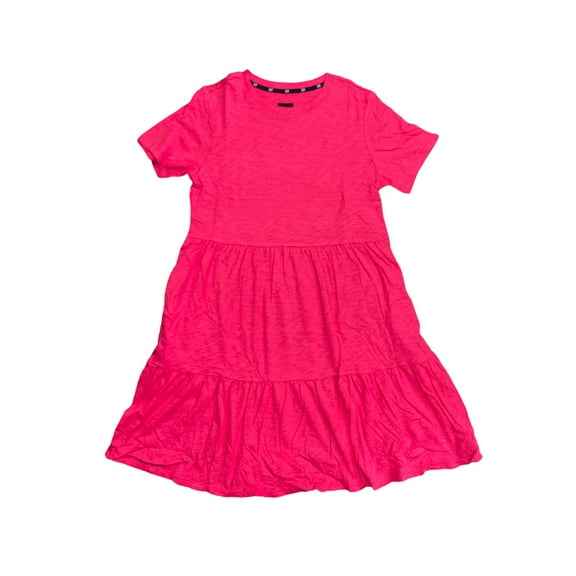 GAP Women's Soft Short Sleeve Crew Neck Tiered Dress (Beetroot Purple, Large)