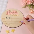 thumbnail image 4 of Newborn Announcement Sign, 5.9in Wooden Hello World Sign Baby Welcome Sign Birth Baby Name Plaques for Newborn Boys and Girls Photo Props Baby Shower Hospital Nursery (Light Pink), 4 of 6