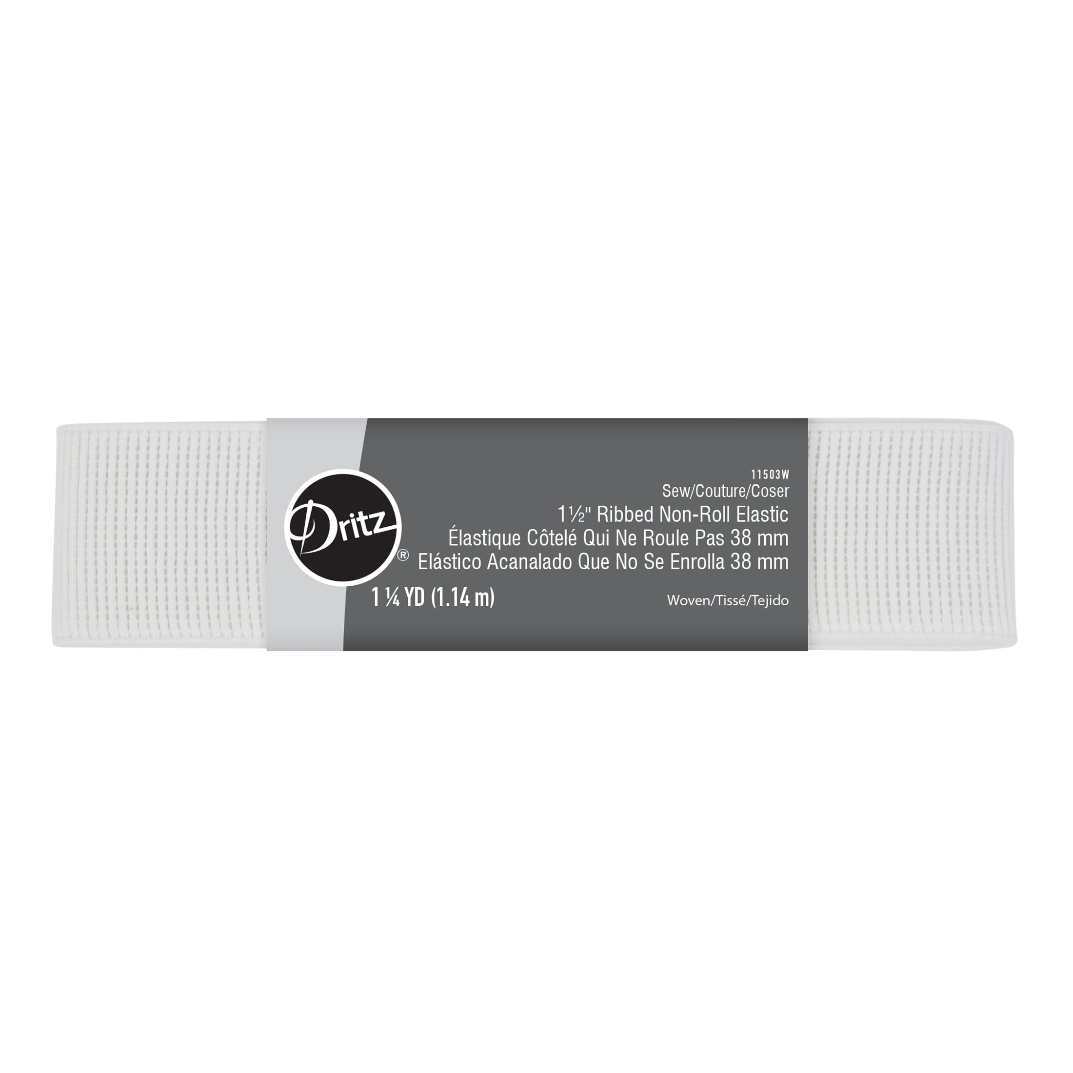 Dritz 1.5" Ribbed Non-Roll Elastic, 1.3 yd.