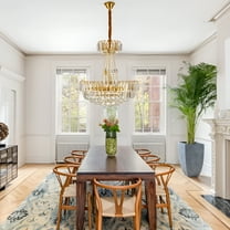 GMizon 24-inch modern luxury duplex floor chandelier, 8-light bedroom crystal chandelier, study living room lighting fixture (gold)