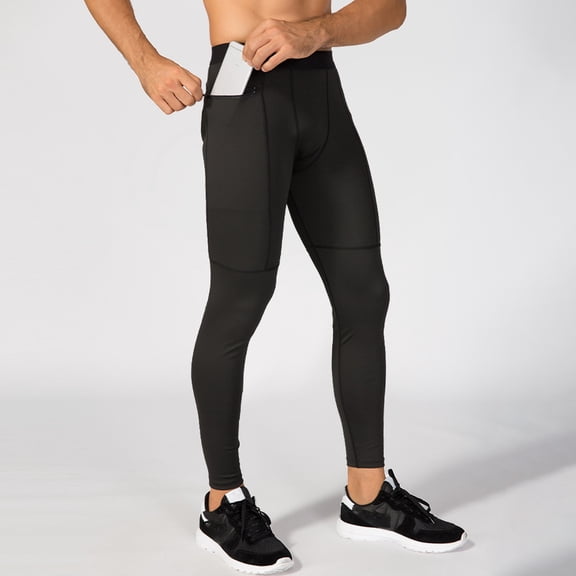 Men's Compression Pants Workout Athletic Leggings Running Gym Tights with Pockets
