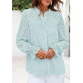 thumbnail image 7 of PRETTYGARDEN Lace Long Sleeve Tops for Women Eyelet Blouses Dressy Casual Hollow Out Button Down Shirts Spring Fashion, 7 of 7