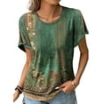 thumbnail image 1 of Gvmfive Womens Retro Floral Print T Shirt Hollow Short Sleeve Loose Casual Tops, 1 of 7