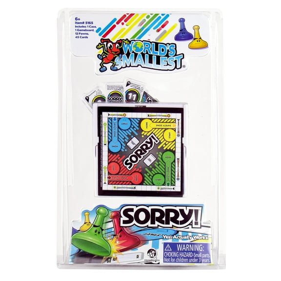 World’s Smallest  “SORRY!” Mini Travel Board Game – Compact Portable Classic Family Game for Ages 6 