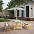 thumbnail image 1 of Table de Pique-Nique pour Enfants avec Parasol - Ensemble de Jeu Intérieur/extérieur, Pare-Soleil avec Protection UV, Rayures Bleues et Blanches, 1 of 5