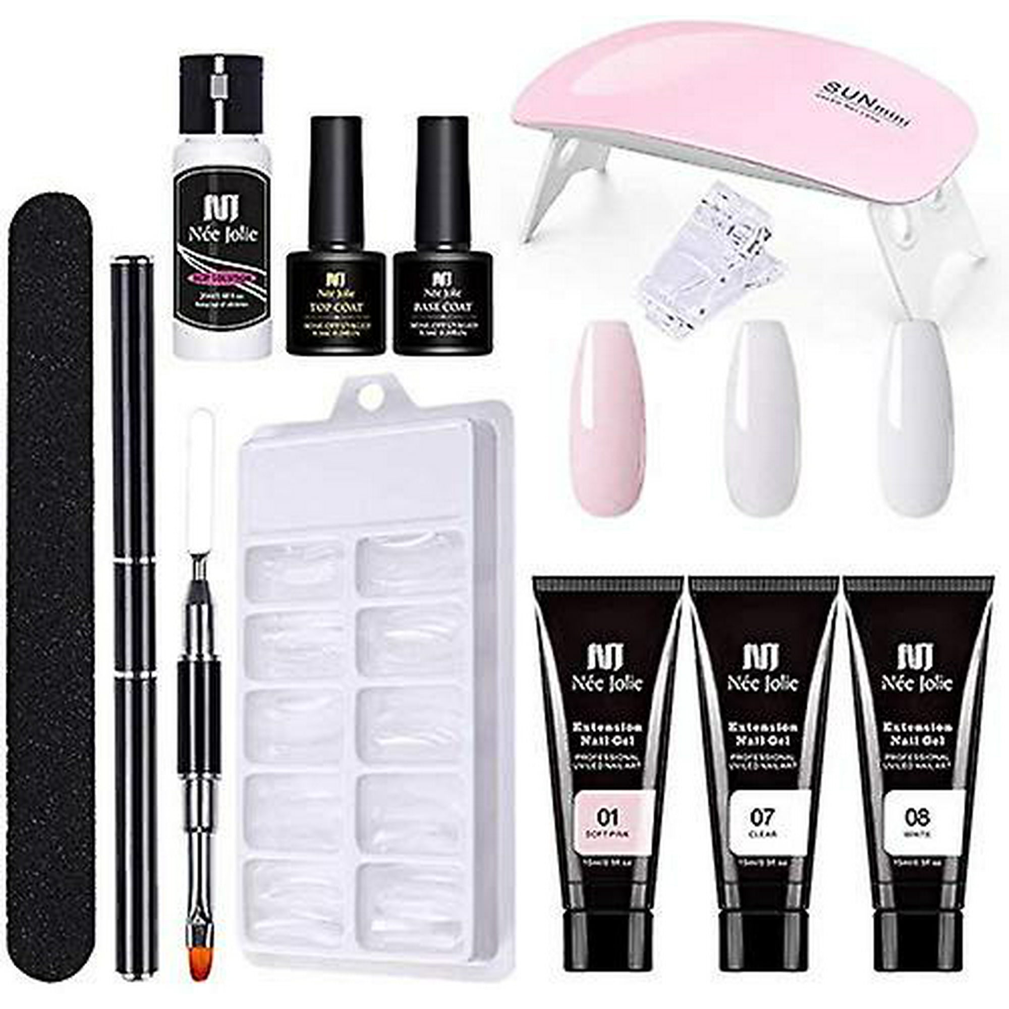 Professional Quick Building Pink Clear Poly Nail Gel Extension Acrylic Kits  With Dryer Buy Professional Nail Kit,8 Pcs/set Poly Nail Gel Kits Nail  Quick Builder Extension Set 30 Ml Uv Nails |