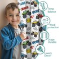 thumbnail image 3 of Blackout Kids Curtains,Monster Cartoon Truck White Pattern Children's Insulated Curtains Set Of 2,Bedroom Essentials,Toddler Room Decor 52"x63", 3 of 5