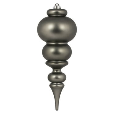 Vickerman 14" Pewter Matte Finial Christmas Ornament UV Treated with Drilled and Wired Cap