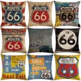 thumbnail image 3 of Ludlz Vintage Route 66 Linen Pillow Case Soft Cushion Cover Sofa Home Office Decor, 3 of 8