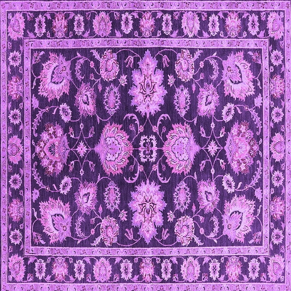 Ahgly Company Indoor Square Oriental Purple Traditional Area Rugs, 8' Square