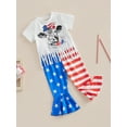 thumbnail image 3 of Bagilaanoe 4th of July Clothes for Toddler Baby Girls Print Short Sleeve Tassels T-Shirt Tops + Flare Trousers 12M 18M 24M 3T 4T 5T Kids Independence Day Outfits 2pcs Long Pants Set, 3 of 8
