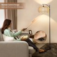 thumbnail image 4 of Arc Rattan Floor Lamp for Living Room with 3 Color Temperatures,Farmhouse Floor Lamps with Remote & Dimmable Bulb,Boho Standing Lamp with Wicker Shades,Adjustable Tall Lamp for Bedroom Office Reading, 4 of 14