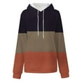 thumbnail image 3 of cllios Hoodies for Women Casual Color Block Top Comfy Novelty Drawstring Pullover Sweatshirt Long Sleeve Plus Size Shirt Blouse, 3 of 4