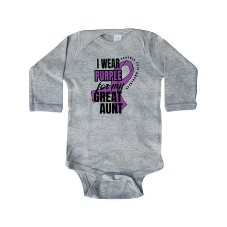 

Inktastic Chronic Pain I Wear Purple For My Great Aunt Gift Baby Boy or Baby Girl Long Sleeve Bodysuit