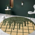 thumbnail image 2 of Green and Mustard Rug 17X17, Geometric Wool, Tufted Rugs, Bed, Kid’s, room, Round Carpet, 2 of 6