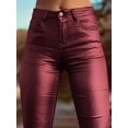 thumbnail image 4 of Pantalones con diseño de bota en forma de bota, piel sintética, cintura alta, color rojo, para mujer, 4 of 5