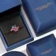 thumbnail image 5 of Gem Stone King 18K Rose Gold Plated Silver Persian Blue Moissanite Pink Created Sapphire and Black Diamond Ring for Women (1.63 Cttw, Heart Shape 6MM, Gemstone Birthstone, Size 7), 5 of 6