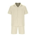 thumbnail image 5 of Miluxas Men's 2 Piece Outfits Short Sleeve Button Down Shirts and Casual Shorts Set Summer Outfits Beige XXL(XXL), 5 of 7