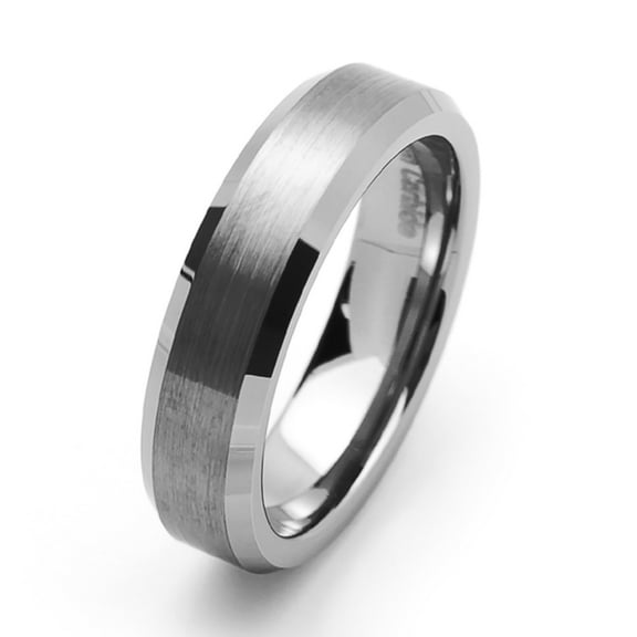 Men Women Tungsten Carbide Wedding Band Ring 6mm Comfort Fit Beveled Edges For Men & Women