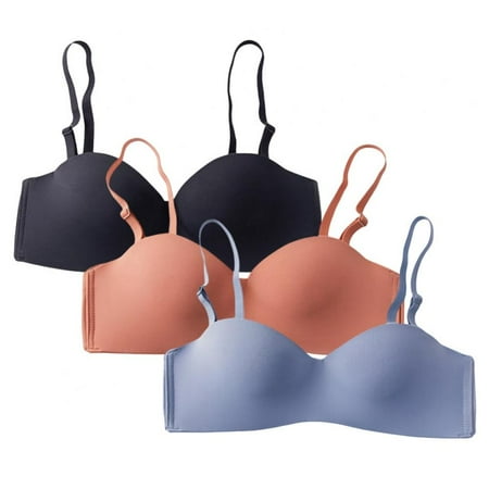 

3pcs Women Bralette 1/2 Cup Bra Back Closure Bra Adjustable Strap Bra Strapless Bra Wire Free Bra Thin Mold Cup Bra Two Wear Bra Female Summer Thin Bra Dress Wild Bra