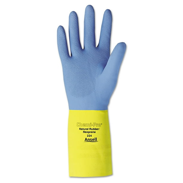 Pro ChemiPro Neoprene Gloves, Blue/Yellow, Size 10, 12 Pairs Walmart