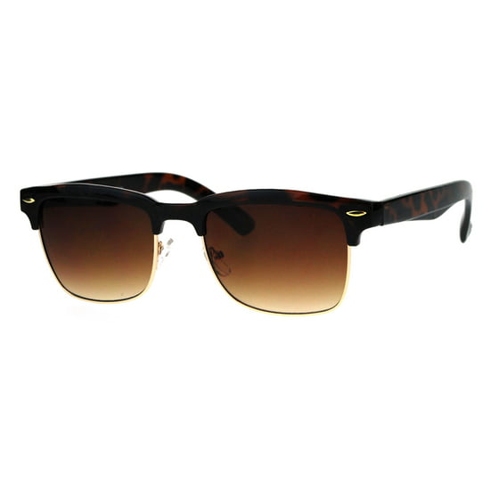 SA106 - Mens Half Rim Rectangular Luxury Hipster Shade Sunglasses ...