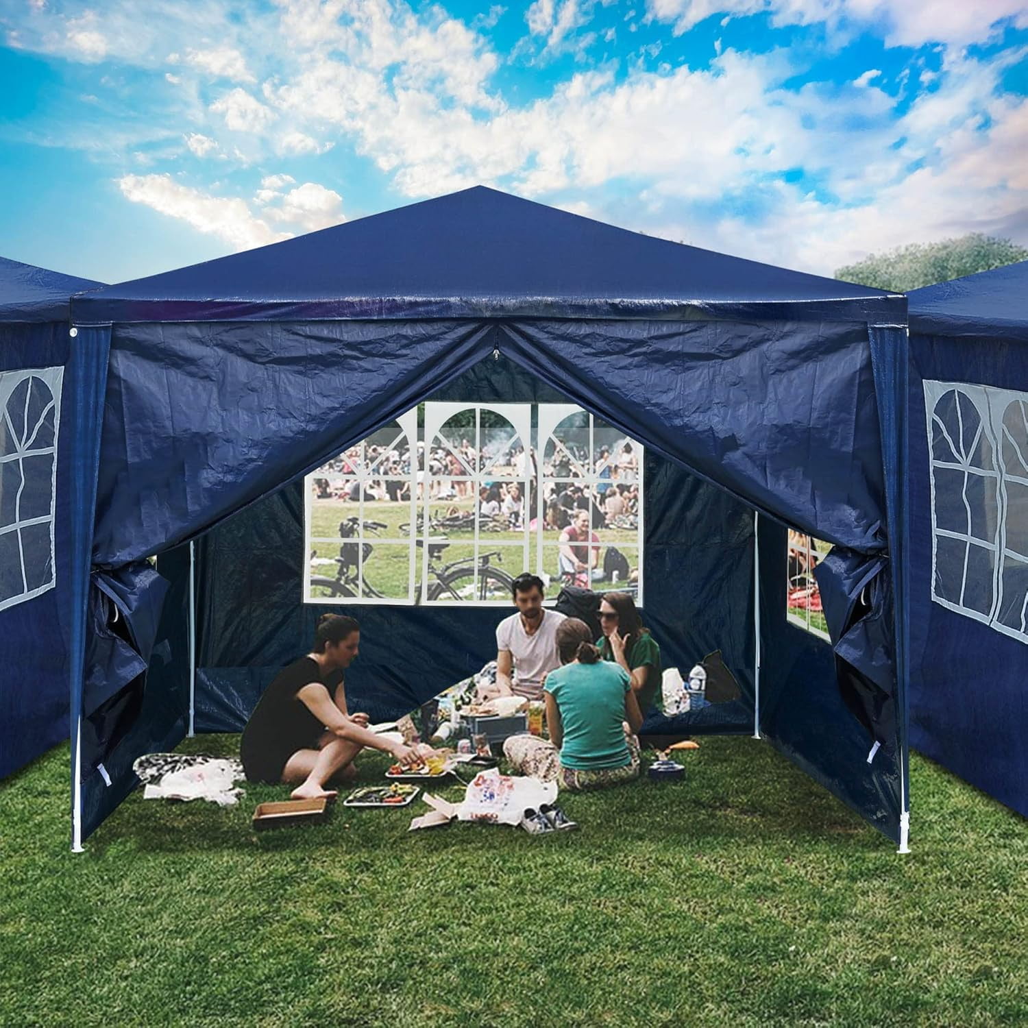 10' x 10' Outdoor Wedding Party Tent 4 Sidewalls, Blue