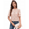 thumbnail image 3 of Women'S Summer Eyelet Hollow Out Crochet Lace Embroidered Short Sleeve Puff Tops Pink M, 3 of 7