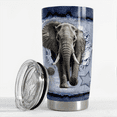 thumbnail image 3 of SANDJEST Elephant Tumbler 20oz Stainless Steel Insulated Tumblers Coffee Travel Mug Cup Jeans Drawing Style Elephants Gifts for Women Men Gift for Birthday Christmas, 3 of 5