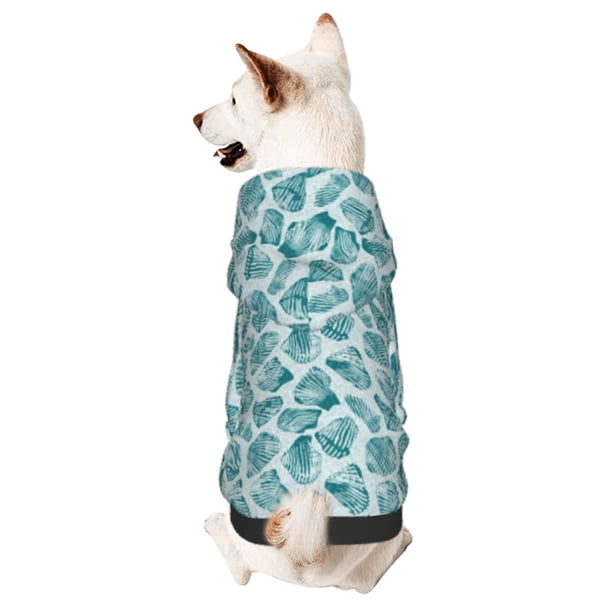 Fotbe Teal turquoise shell Sudadera con Estampado para Perros Pequeños – Suéter con Capucha para Mascotas, Tela Suave de Forro Polar con Bolsillo-Small