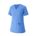 thumbnail image 4 of MLQIDK Sky Blue Scrubs Sets for Women Plus Size Scrubs Stretchy V Neck Scrub Pants and Tops Medical Scrubs Nursing Uniforms Med Couture Scrubs Sky Blue L, 4 of 5