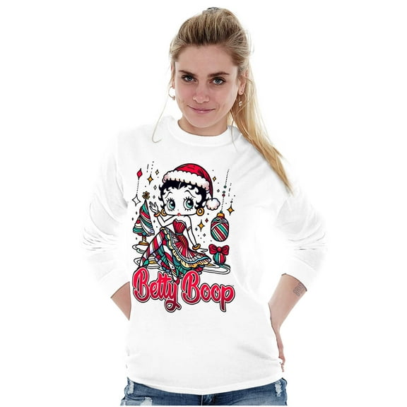 Betty Boop Christmas Ms. Santa Claus Women's Long Sleeve T Shirt Brisco Brands S