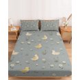 thumbnail image 2 of Twin XL Size Fitted Sheet Set - Cute Duck Daisy 2 Piece Bedding Sets 16" Deep Pocket Fitted Sheet with 1 Pillowcases, Summer Spring Floral Blue Brushed Microfiber Hotel Luxury Bed Sheets, 2 of 9
