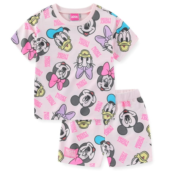 Disney Mickey Mouse & Friends French Terry T-Shirt and Shorts Set (Girls), 2 Piece Set, Sizes 4-6X